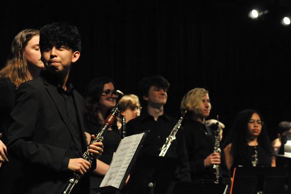 Students performing at the 2023-2024 All County Band Concert
